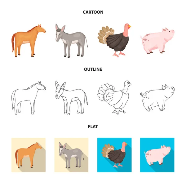 Conception vectorielle de l'élevage et symbole de la cuisine. Collection d'icônes vectorielles biologiques et reproductrices pour le stock . — Image vectorielle