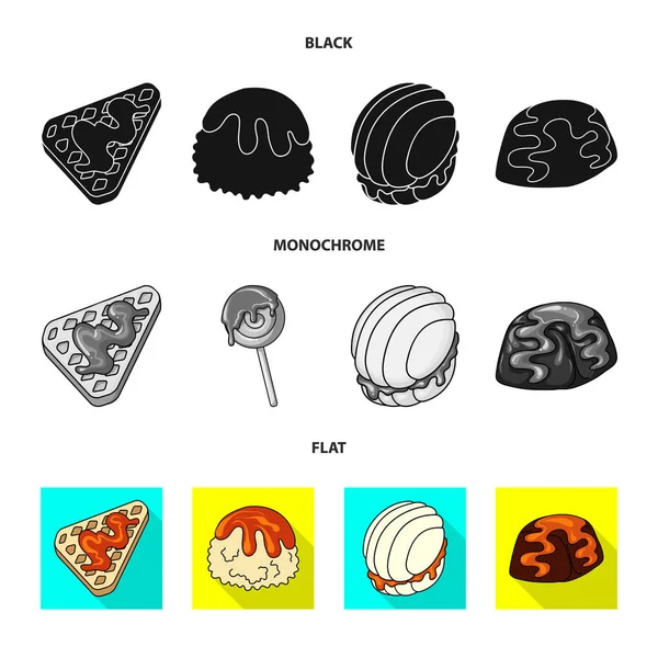 Vector ontwerp van zoetwaren en culinaire symbool. Verzameling van zoetwaren en product voorraad vectorillustratie. — Stockvector