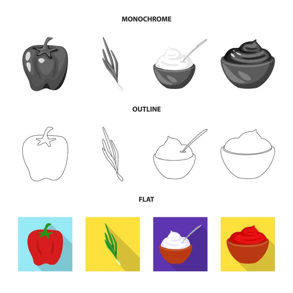 Vektorillustration von Geschmack und Produktlogo. Geschmackssatz und Vektorillustration für Kochutensilien. — Stockvektor