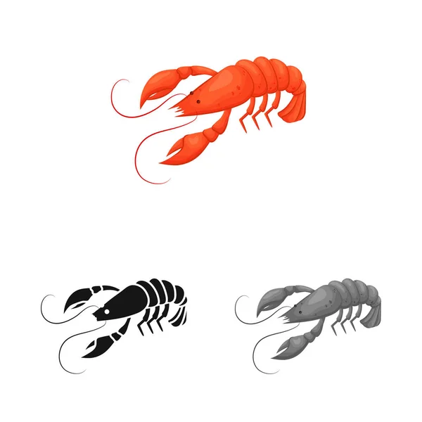 Isolated object of lobster and red symbol. Collection of lobster and fresh  stock symbol for web. — Stock Vector