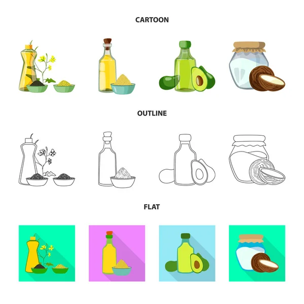 Vektorillustration av friska och vegetabiliska kännetecken. Samling av friska och jordbruk lager vektorillustration. — Stock vektor