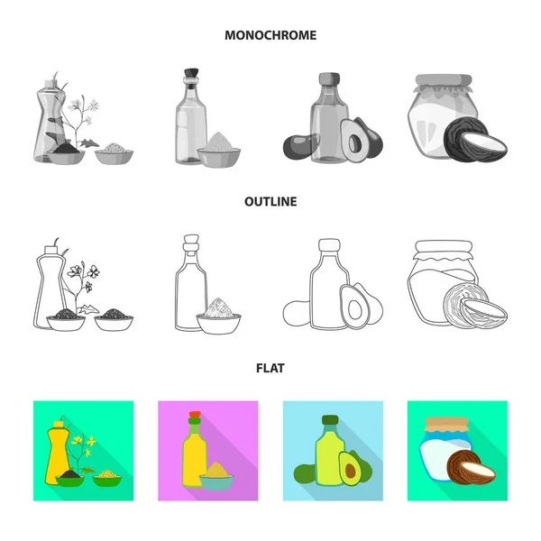 Design vetorial de logotipo saudável e vegetal. Conjunto de ilustração vectorial saudável e agrícola . —  Vetores de Stock