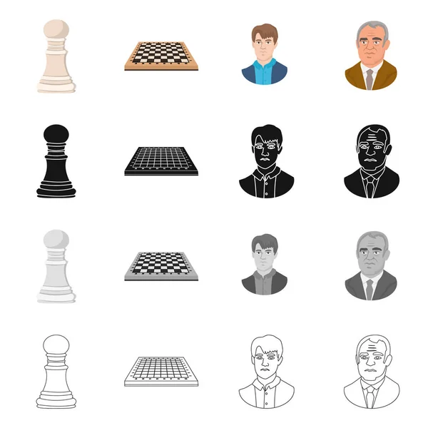 Vektordesign von Schachmatt und dünnem Symbol. Sammlung von Schachmatt und Zielaktiensymbol für das Web. — Stockvektor