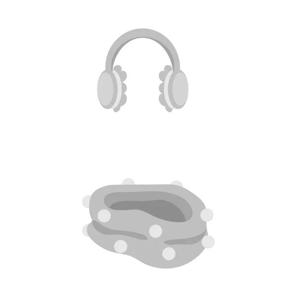 Objet isolé d'oreillette et d'écharpe icône. Ensemble de cache-oreilles et symbole stock bleu pour la toile . — Image vectorielle