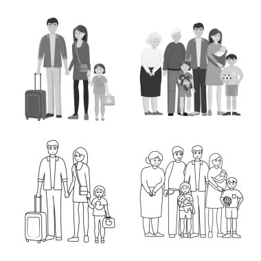 Karakter ve avatar logo vektör tasarımı. Karakter ve portre hisse senedi vektör çizim seti.