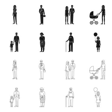 Karakter ve avatar simge vektör tasarımı. Web için karakter ve portre hisse senedi simgesi kümesi.