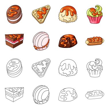 Şekerlemeler ve mutfak simge vektör tasarımı. Şekerlemeler ve ürün stok vektör çizim koleksiyonu.