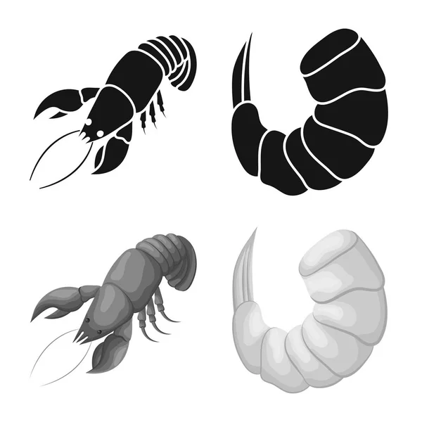 Isolated object of appetizer and ocean symbol. Collection of appetizer and delicacy vector icon for stock. — Stock Vector