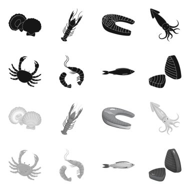 Taze ve Restoran simge vektör tasarımı. Taze ve deniz hisse senedi vektör çizim topluluğu.