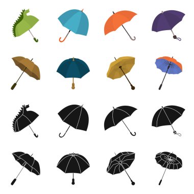 Koruma ve kapalı logo vektör çizimi. Koruma ve yağmurlu hisse senedi vektör çizim koleksiyonu.