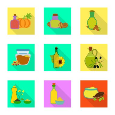 Vektör Illustration şişe ve cam işareti. Web için şişe ve tarım stok sembolü seti.