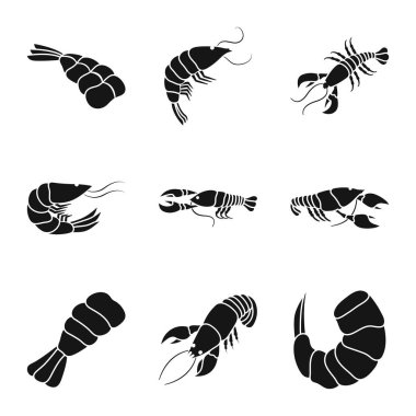 Et ve incelik simgesinin vektör tasarımı. Hisse senedi için et ve Yengeç vektör simgesi koleksiyonu.