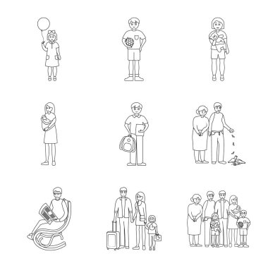 Mutlu ve karakter logosu vektör Illustration. Mutlu ve portre stok vektör çizim koleksiyonu.