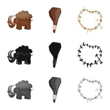 Evrim ve tarih öncesi sembolü yalıtılmış nesne. Evrim ve geliştirme hisse senedi vektör çizim topluluğu.