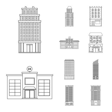 Mimari ve dış simge vektör Illustration. Stok için mimari ve şehir vektör simgesi kümesi.