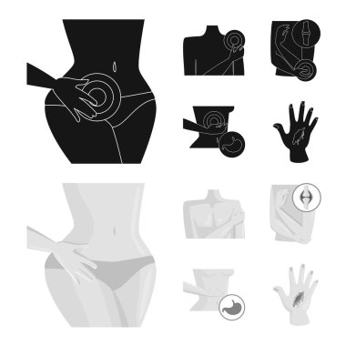 Hastane ve işleme logo yalıtılmış nesne. Hastane ve yardım hisse senedi vektör çizim topluluğu.