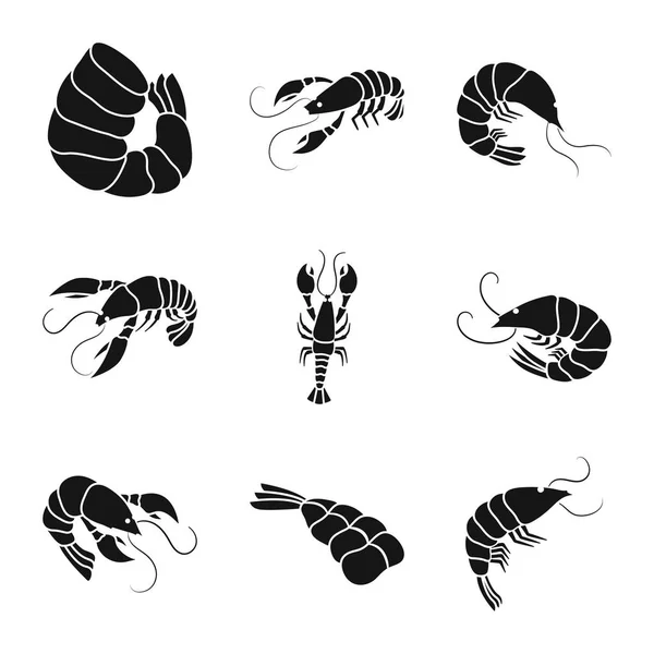 Conception vectorielle de la viande et symbole de délicatesse. Jeu d'illustration vectorielle de bouillon de viande et de crabe . — Image vectorielle