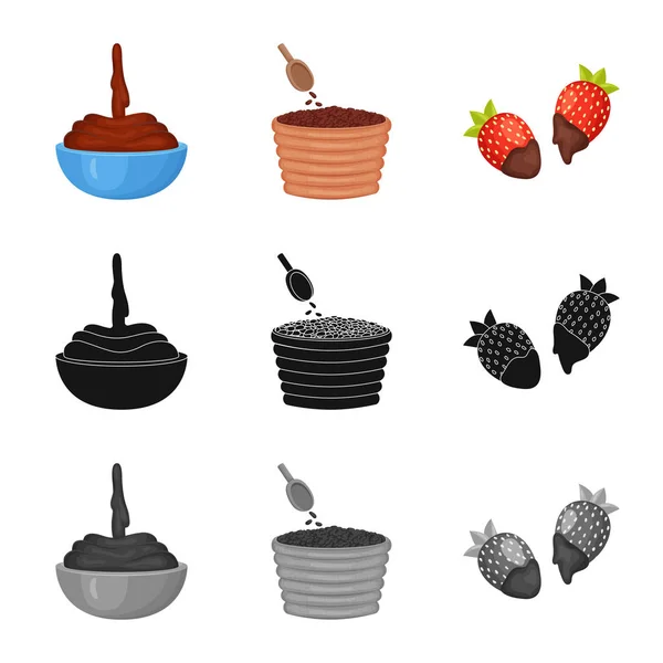 Ilustración vectorial de comida y signo delicioso. Colección de alimentos y marrón símbolo de stock para la web . — Vector de stock