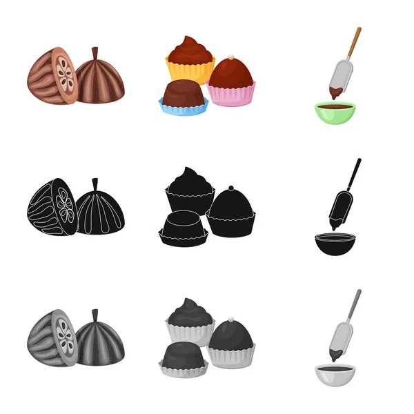 Diseño vectorial de alimentos y delicioso logotipo. Colección de alimentos y marrón stock vector ilustración . — Vector de stock