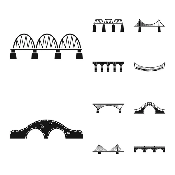 Objeto isolado de construção e símbolo lateral. Conjunto de construção e ícone de vetor de ponte para estoque . —  Vetores de Stock