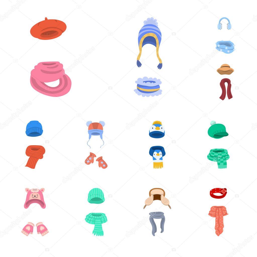 Isolated object of headwear  and fashion  logo. Collection of headwear  and cold vector icon for stock.
