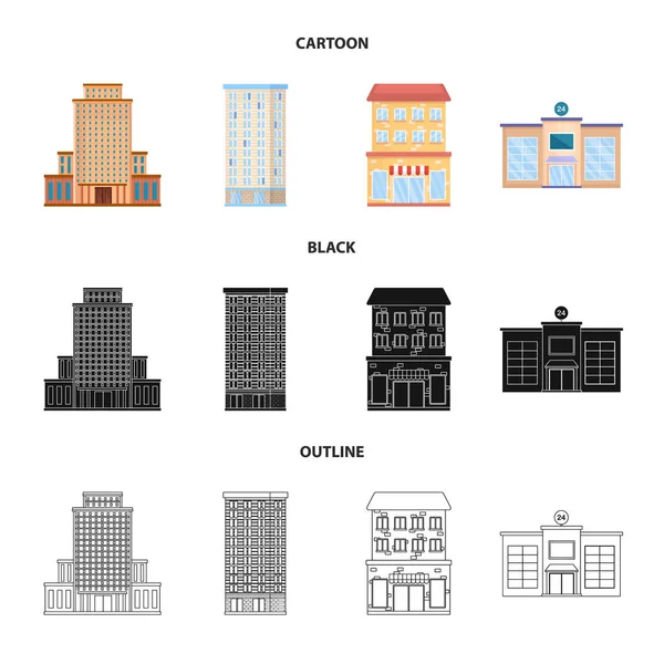 Ilustración vectorial del letrero municipal y central. Conjunto de iconos vectoriales municipales y inmobiliarios para stock . — Vector de stock