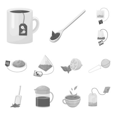 Vektör Illustration yeşil ve siyah simge. Yeşil ve organik stok vektör çizim seti.