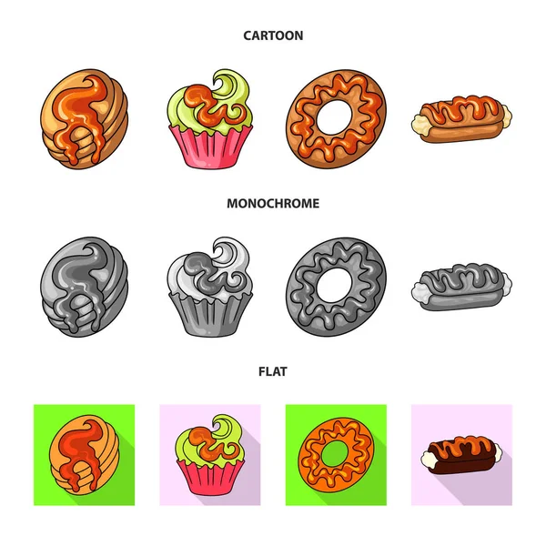 Vektor-Design von Süßwaren und kulinarischen Symbolen. Sets von Süßwaren und Warenbestand Symbol für Web. — Stockvektor