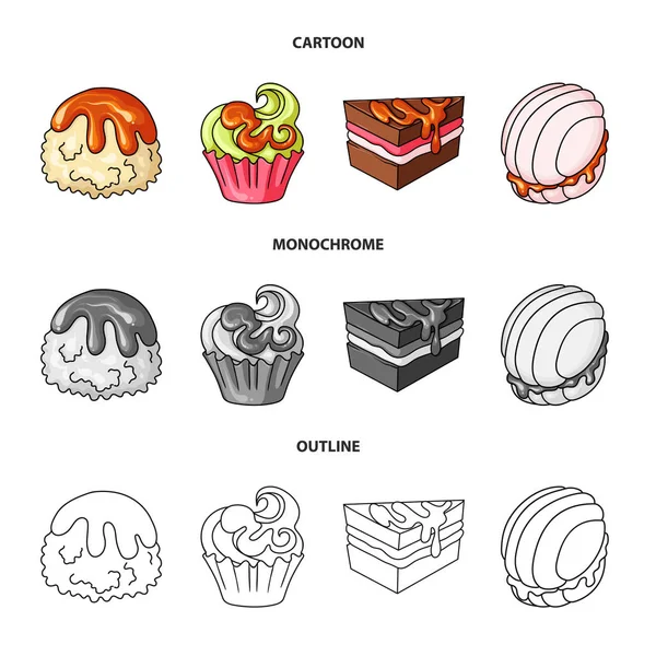 Isolierte Objekt der Süßwaren und kulinarische Ikone. Sammlung von Süßwaren und Produktbestandsvektoren Illustration. — Stockvektor