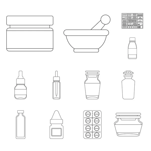药学和药品标识的矢量说明。股票药房和健康媒介图标的集合. — 图库矢量图片