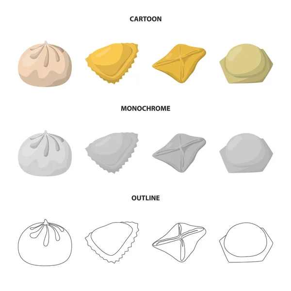 Vektorillustration von Produkten und Kochsymbol. Sammlung von Produkten und Appetithappen-Vektor-Symbol für Aktien. — Stockvektor