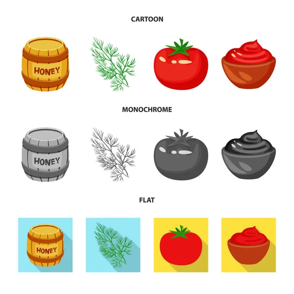 Design vetorial de gosto e símbolo do produto. Conjunto de sabor e ícone vetor de cozinha para estoque . — Vetor de Stock