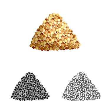 Parça ve toz simgesi yalıtılmış nesne. Parça ve jaggery hisse senedi vektör çizim seti.