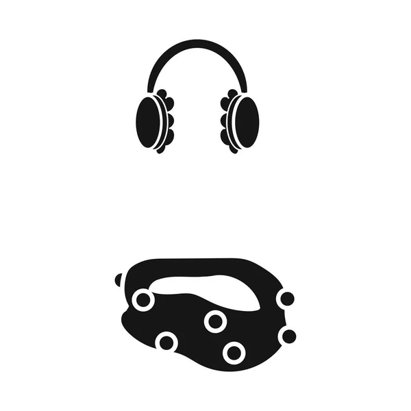 Diseño vectorial de la orejera y el signo de bufanda. Colección de orejeras y vector azul icono para stock . — Vector de stock