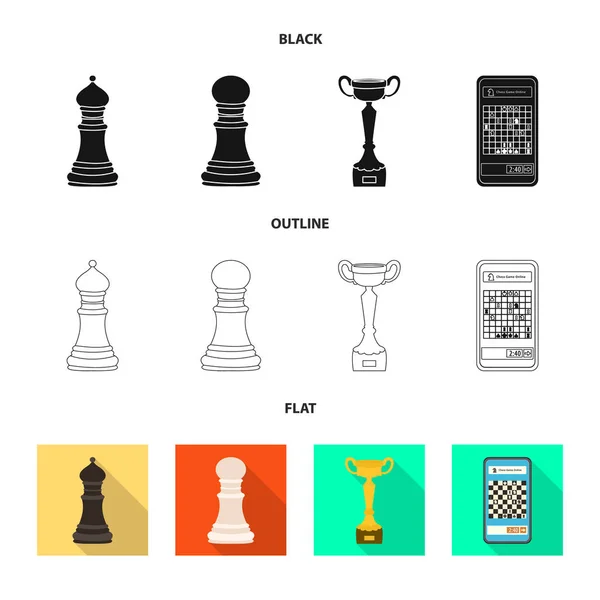 Geïsoleerde object van schaakmat en dunne teken. Set schaakmat en doel vector pictogram voor voorraad. — Stockvector