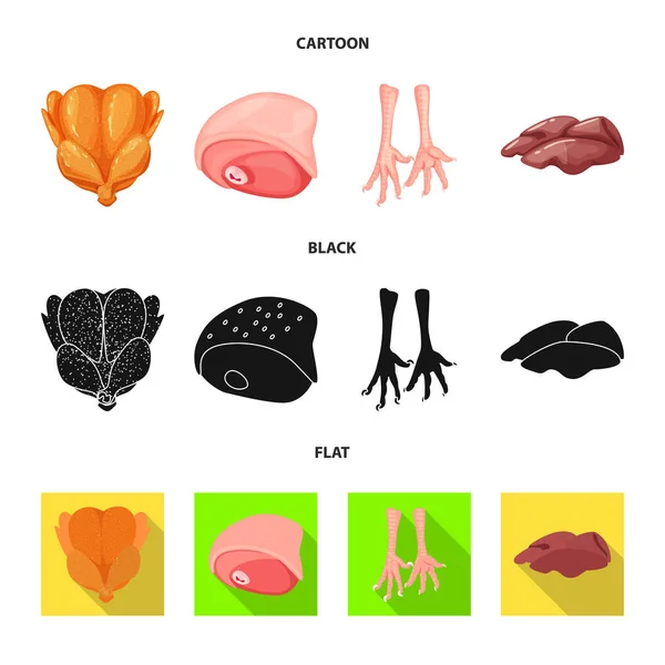 Disegno vettoriale dell'icona del prodotto e del pollame. Set di prodotti e icone vettoriali agricole per stock . — Vettoriale Stock