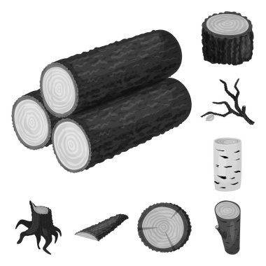 Orman ve ahşap sembolü vektör Illustration. Orman ve doğa stok vektör çizim seti.