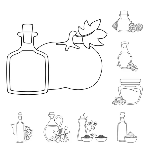 Isolerade objekt av hälsosam och vegetabilisk logo typ. Uppsättning hälsosamma och organiska lager vektor illustration. — Stock vektor