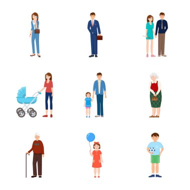 Aile ve insanların simge vektör tasarımı. Hisse senedi için aile ve avatar vektör simgesi koleksiyonu.