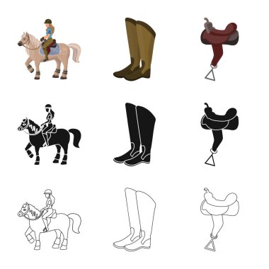 Ekipman ve Binicilik simge vektör tasarımı. Ekipman ve rekabet stok vektör çizim topluluğu.