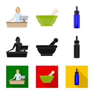 Perakende ve sağlık logo vektör çizimi. Hisse senedi için perakende ve sağlık vektör simge topluluğu.