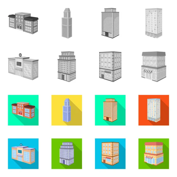 Vektor-Design von Konstruktion und Bauschild. Sammlung von Vektor-Abbildungen von Bau- und Immobilienbeständen. — Stockvektor