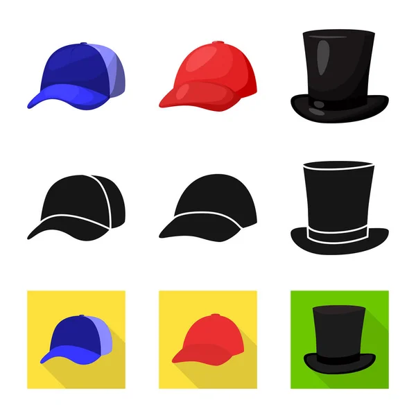 Geïsoleerde object van kleding en cap logo. Set van kleding en baret vector pictogram voor voorraad. — Stockvector