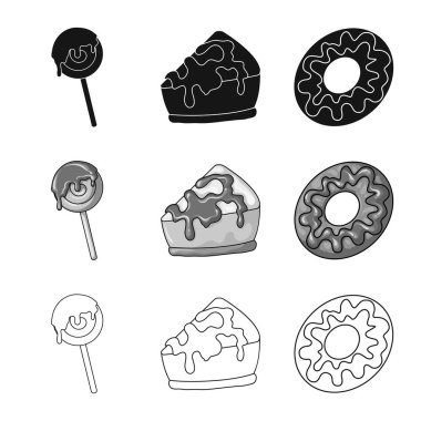 Şekerleme ve mutfak logo yalıtılmış nesne. Şekerlemeler ve hisse senedi için ürün vektör simge koleksiyonu.