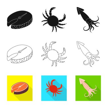 Taze ve Restoran simgesi yalıtılmış nesne. Taze ve deniz hisse senedi vektör çizim topluluğu.