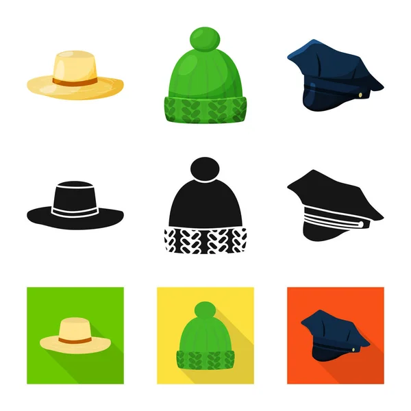 Objet isolé de vêtements et de casquette signe. Ensemble de vêtements et icône vectorielle béret pour stock . — Image vectorielle