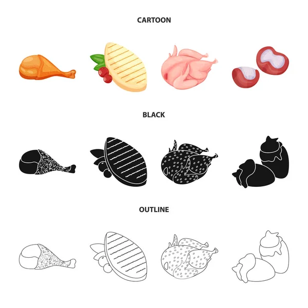 Oggetto isolato del prodotto e simbolo del pollame. Raccolta dell'icona del prodotto e del vettore agricolo per lo stock . — Vettoriale Stock