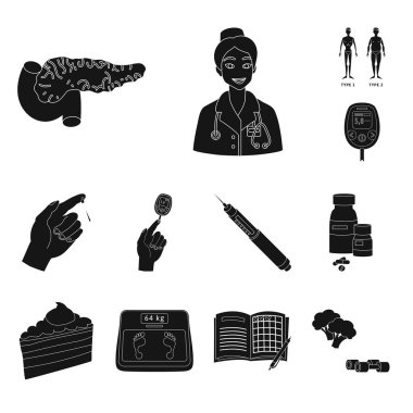 Sağlık ve tıp logosu vektör tasarımı. Sağlık ve diyabet stok vektör çizim koleksiyonu.