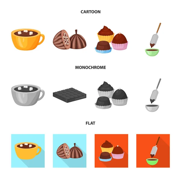 Ilustración vectorial de alimentos y delicioso logotipo. Colección de alimentos y marrón stock vector ilustración . — Vector de stock