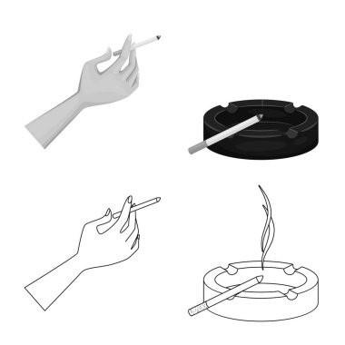 Çöp illüstrasyon vektör ve sembol durdurmak. Hisse senedi için çöp ve alışkanlık vektör simge kümesi.